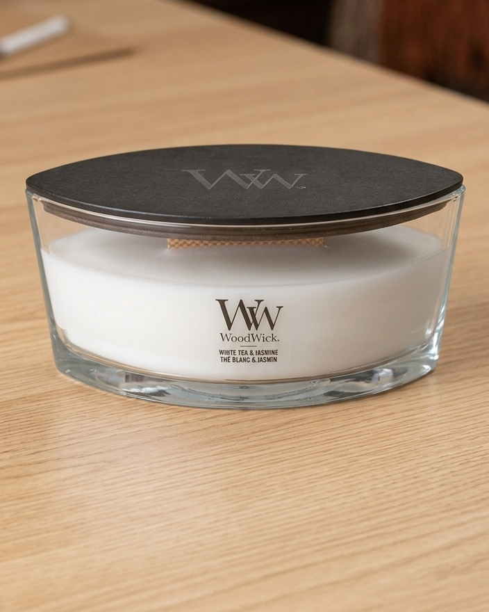 Vela de Olor Té Blanco y Jazmín de WoodWick (453g)